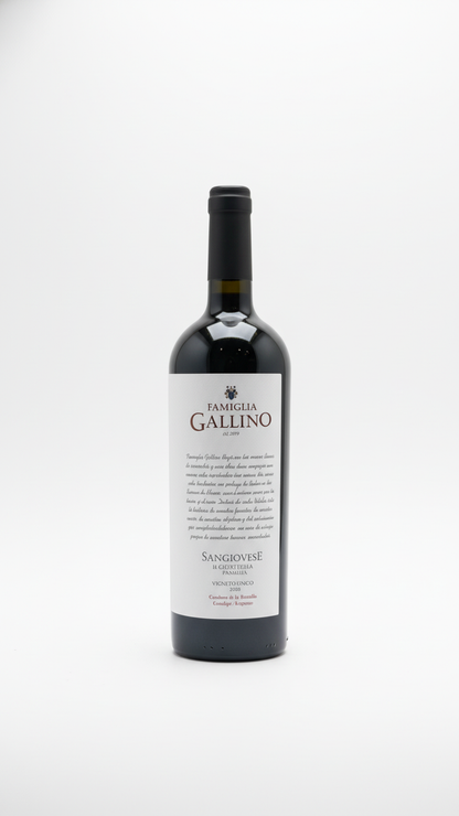 Botella de Sangiovese — Famiglia Gallino, Vigneto Unico 2025, Uruguay